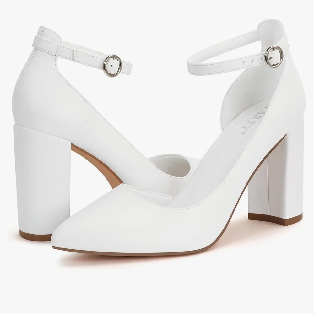 PARTY Women's 3.5 inch chunky heel ankle strap pumps size 8 - Picture 4 of 11